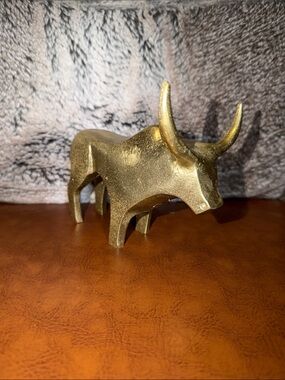 Gold Bull Sculpture Home Art Accent